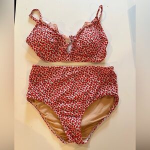 J. Crew Red Floral Bikini